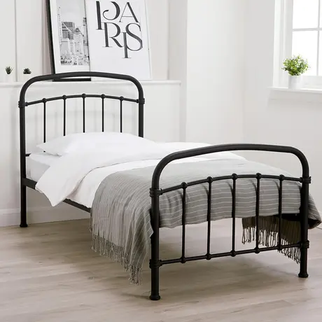 Buy Halston Black Metal Bed – Single (3ft), Colour: Black, Bed Size: Single (3ft), 2 from Furnituretta