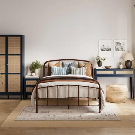 Buy Halston Copper Metal Bed – Double (4ft6), Colour: Copper, Bed Size: Double (4ft6), 2 from Furnituretta