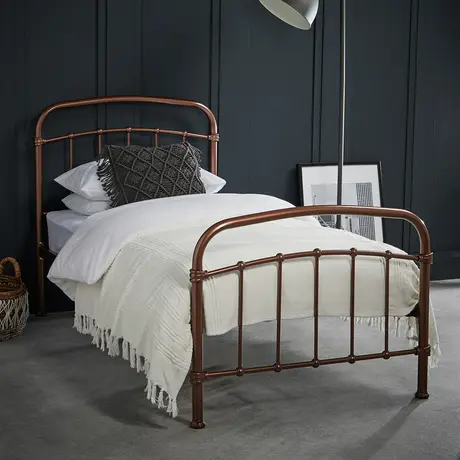 Buy Halston Copper Metal Bed – Single (3ft), Colour: Copper, Bed Size: Single (3ft), 2 from Furnituretta