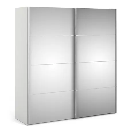 Buy Stylish White Wardrobe: Verona 180cm with Mirror Doors from Furnituretta
