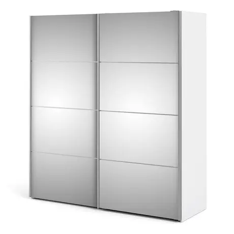 Buy Stylish White Wardrobe: Verona 180cm with Mirror Doors, 2 from Furnituretta