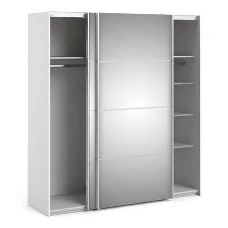 Buy Stylish White Wardrobe: Verona 180cm with Mirror Doors, 4 from Furnituretta