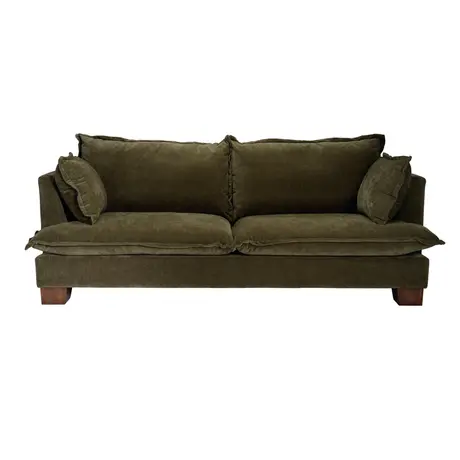 Buy Suffolk Olive 3 Seater Sofa in Chenille with Oxford‑Edge Cushions from Furnituretta