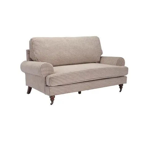 Buy Kent Charcoal Stripe 2 Seater Sofa in Chenille with Brass Front Castors from Furnituretta