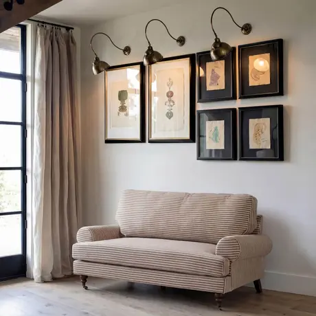 Buy Kent Charcoal Stripe 2 Seater Sofa in Chenille with Brass Front Castors, 2 from Furnituretta