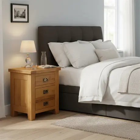 Buy Acorn Solid Oak 3‑Drawer Bedside Table, 2 from Furnituretta