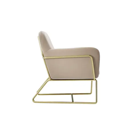 Buy Charles Beige Velvet Armchair with Brushed Gold Frame, Colour: Beige, 4 from Furnituretta