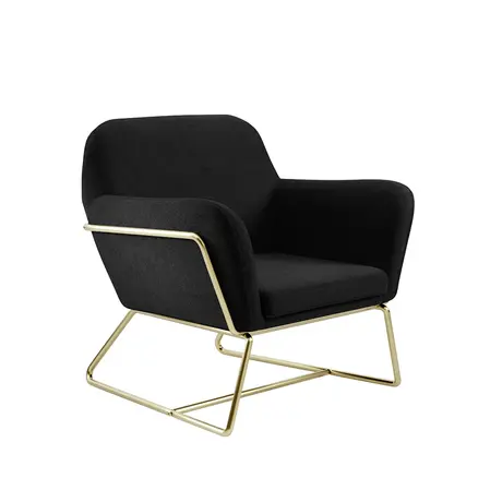 Buy Charles Black Velvet Armchair with Brushed Gold Frame, Colour: Black, 3 from Furnituretta