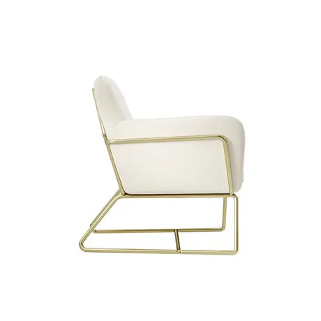 Buy Charles Cream Velvet Armchair with Brushed Gold Frame, Colour: Cream, 4 from Furnituretta