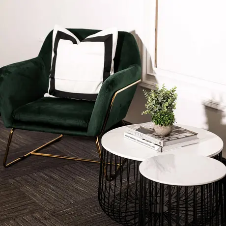 Buy Charles Green Velvet Armchair with Brushed Gold Frame, Colour: Green, 2 from Furnituretta