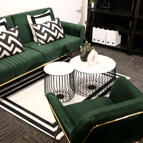 Buy Charles Green Velvet Armchair with Brushed Gold Frame, Colour: Green, 6 from Furnituretta