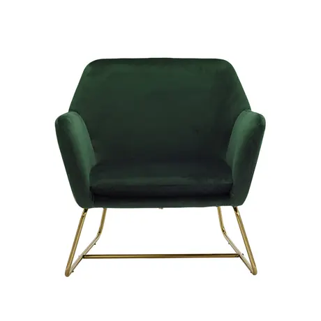 Buy Charles Green Velvet Armchair with Brushed Gold Frame, Colour: Green from Furnituretta