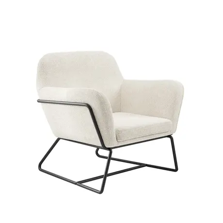 Buy Charles Ivory Boucle Armchair with Matte Black Frame, Colour: Ivory, 3 from Furnituretta