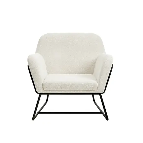Buy Charles Ivory Boucle Armchair with Matte Black Frame, Colour: Ivory from Furnituretta
