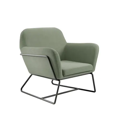 Buy Charles Sage Velvet Armchair with Matte Black Frame, Colour: Sage, 3 from Furnituretta
