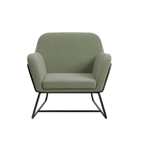 Buy Charles Sage Velvet Armchair with Matte Black Frame, Colour: Sage from Furnituretta