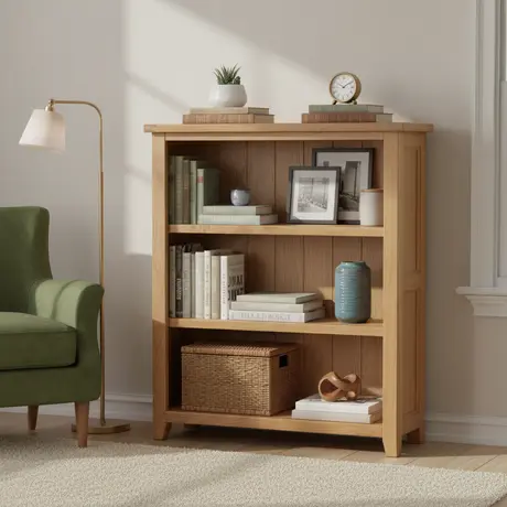 Buy Stirling Solid Oak Bookcase with Two Shelves, 2 from Furnituretta