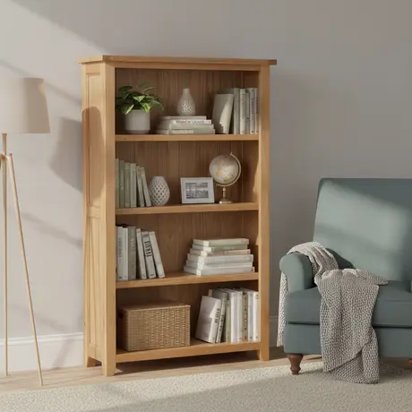 Buy Stirling Solid Oak Bookcase with Three Shelves, 4 from Furnituretta