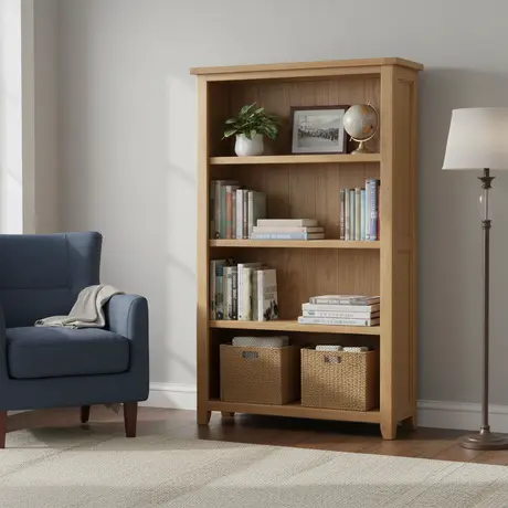 Buy Stirling Solid Oak Bookcase with Three Shelves, 2 from Furnituretta