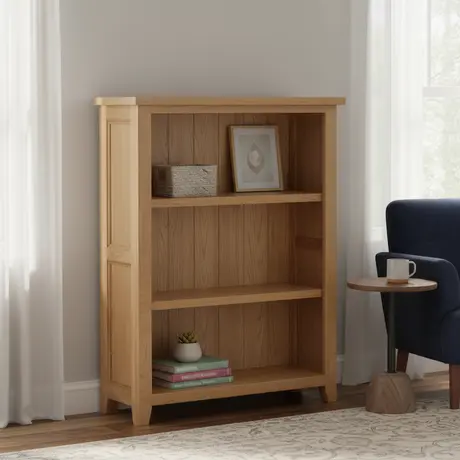 Buy Stirling Solid Oak Bookcase with Two Shelves, 4 from Furnituretta
