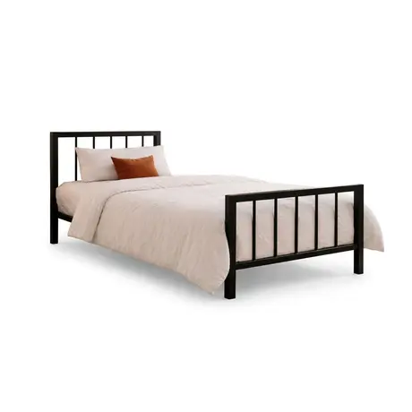Buy Metro Classic Charcoal Black Single Metal Bed Frame (3ft), Colour: Charcoal Black, Bed Size: Single (3ft), Item Width: 96 from Furnituretta