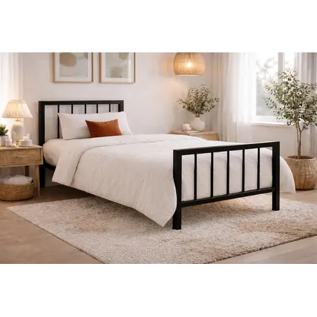 Buy Metro Classic Charcoal Black Single Metal Bed Frame (3ft), Colour: Charcoal Black, Bed Size: Single (3ft), Item Width: 96, 3 from Furnituretta