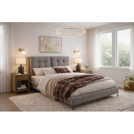Buy Tuscany Grey Double Fabric Bed Frame (4ft6), Colour: Grey, Bed Size: Double (4ft6), Item Width: 155, 3 from Furnituretta