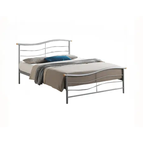 Buy Waverley Silver Double Metal Bed Frame with Waved Headboard (4ft6), Colour: Silver, Bed Size: Double (4ft6), Item Width: 148, 4 from Furnituretta