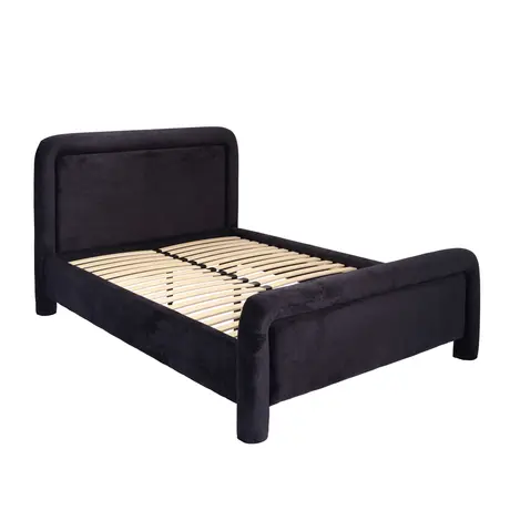 Buy Leonnie Black Double Upholstered Bed Frame (4ft6), Colour: Black, Bed Size: Double (4ft6), 3 from Furnituretta