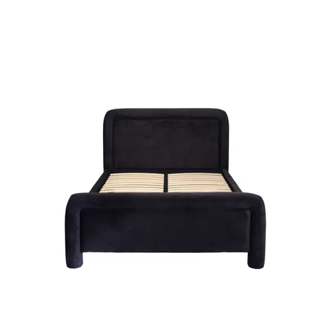 Buy Leonnie Black Double Upholstered Bed Frame (4ft6), Colour: Black, Bed Size: Double (4ft6), 2 from Furnituretta