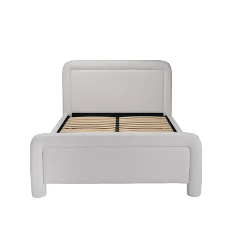 Buy Leonnie White Double Upholstered Bed Frame (4ft6), Colour: White, Bed Size: Double (4ft6), 2 from Furnituretta