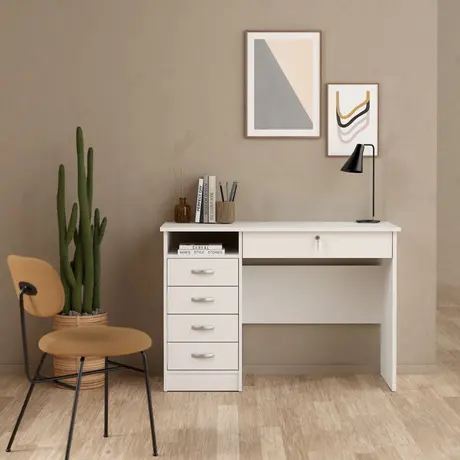 Buy Function Plus White Desk with 5 Drawers, 2 from Furnituretta
