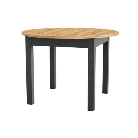 Buy Wigton Black & Oak Round Extending Dining Table, Colour: Black / Oak, 2 from Furnituretta