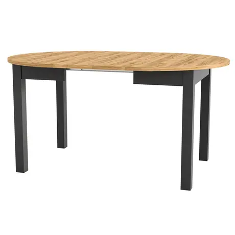 Buy Wigton Black & Oak Round Extending Dining Table, Colour: Black / Oak, 3 from Furnituretta