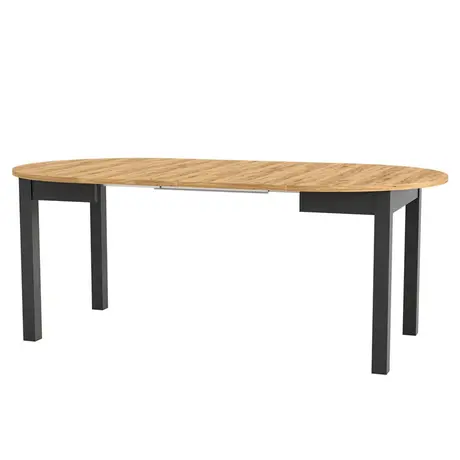 Buy Wigton Black & Oak Round Extending Dining Table, Colour: Black / Oak, 9 from Furnituretta