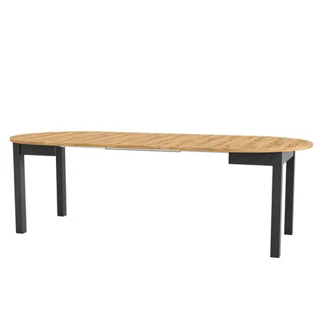 Buy Wigton Black & Oak Round Extending Dining Table, Colour: Black / Oak, 10 from Furnituretta