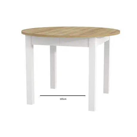Buy Wigton White & Oak Round Extending Dining Table, Colour: White / Oak, 2 from Furnituretta