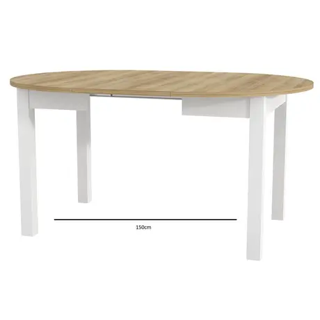 Buy Wigton White & Oak Round Extending Dining Table, Colour: White / Oak, 4 from Furnituretta