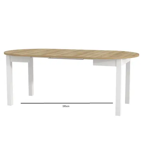 Buy Wigton White & Oak Round Extending Dining Table, Colour: White / Oak, 5 from Furnituretta