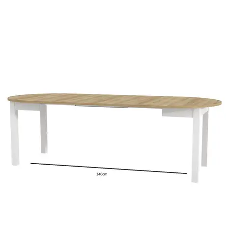Buy Wigton White & Oak Round Extending Dining Table, Colour: White / Oak, 6 from Furnituretta
