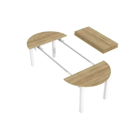 Buy Wigton White & Oak Round Extending Dining Table, Colour: White / Oak, 7 from Furnituretta