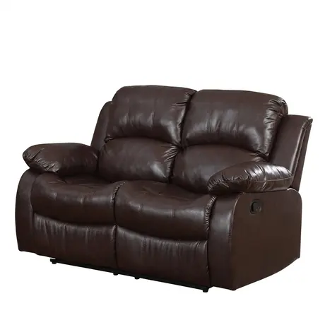Buy Carlino Brown Full Bonded Leather 2 Seater Recliner Sofa from Furnituretta