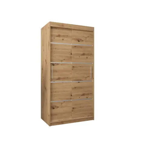 Buy Verona 01 Sliding Door Wardrobe 100cm, Colour: Oak Artisan, Width: 100 from Furnituretta