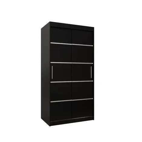 Buy Verona 01 Sliding Door Wardrobe 100cm, Colour: Black, Width: 100 from Furnituretta