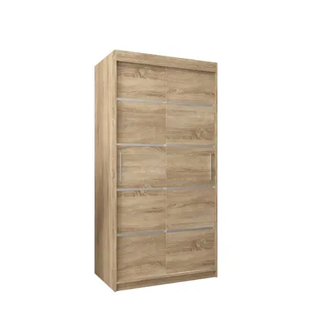 Buy Verona 01 Sliding Door Wardrobe 100cm, Colour: Oak Sonoma, Width: 100 from Furnituretta