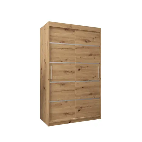 Buy Verona 01 Sliding Door Wardrobe 120cm, Colour: Oak Artisan, Width: 120 from Furnituretta