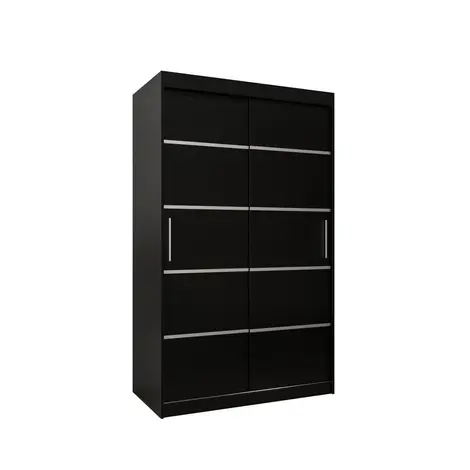 Buy Verona 01 Sliding Door Wardrobe 120cm, Colour: Black, Width: 120 from Furnituretta