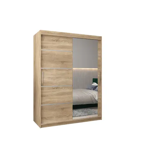 Buy Verona 02 Sliding Door Wardrobe 150cm, Colour: Oak Sonoma, Width: 150 from Furnituretta
