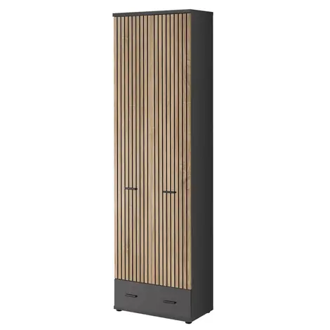 Buy Marco Tall Hallway Cabinet – Oak Artisan & Anthracite Finish with Hinged Doors from Furnituretta