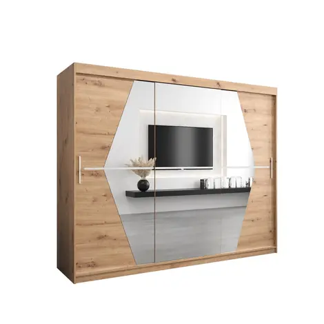 Buy Boliwia Sliding Door Wardrobe 250cm, Colour: Oak Artisan, Width: 250 from Furnituretta